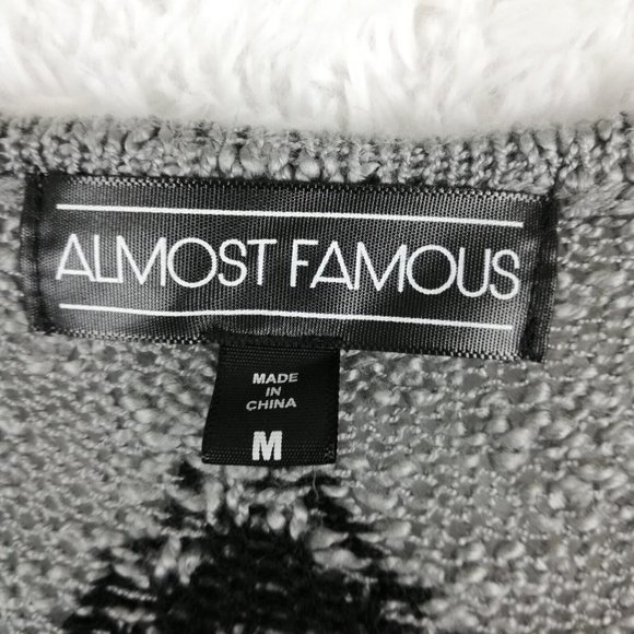 Almost Famous Womens Sweater Open Cardigan Acrylic Diamond Gray Knit‎ Tassles M - Picture 6 of 11